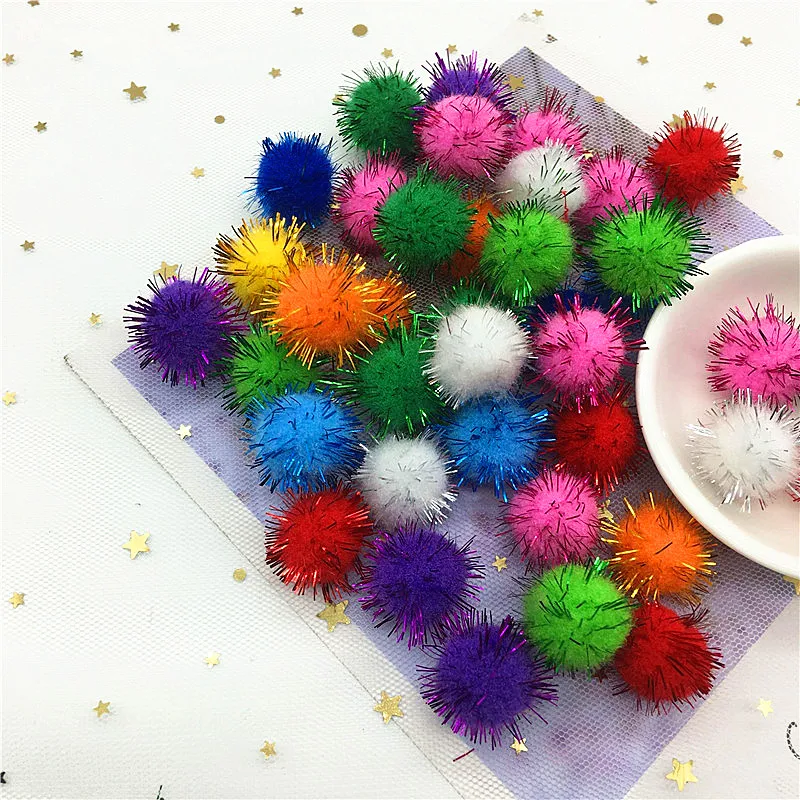 10/15/20/25/30 мм блеск помпон пушистый плюшевые ремесла Сделай Сам Pom poms шар из меха рождественские украшения для детских игрушек мягкого плюша; аксессуары для куклы 20g