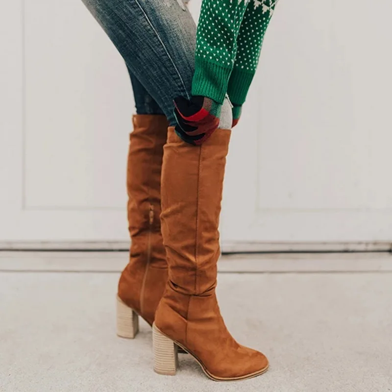 

Women Thigh High Boots Fashion Suede Leather High Heels Lace up Female Over The Knee Boots Plus Size Shoes Drop Shipping 2019