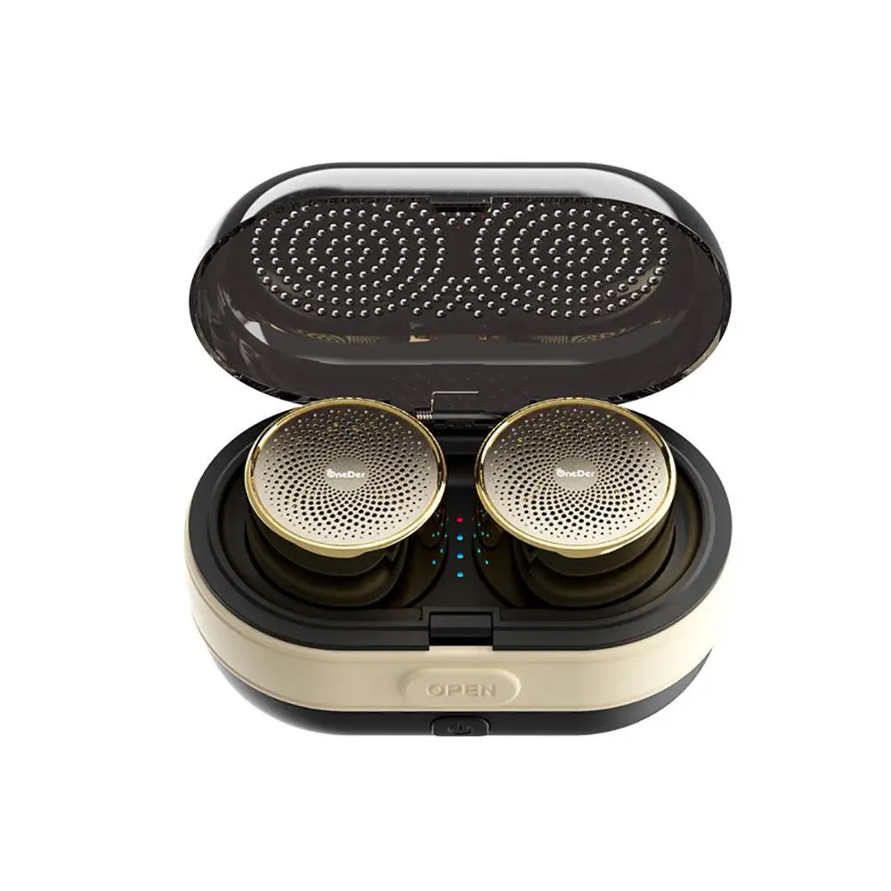Gold V17 TWS беспроводной динамик открытый мини Bluetooth 5,0 динамик тяжелый бас портативный стерео динамик с зарядной коробкой металлической пряжкой - Цвет: Gold