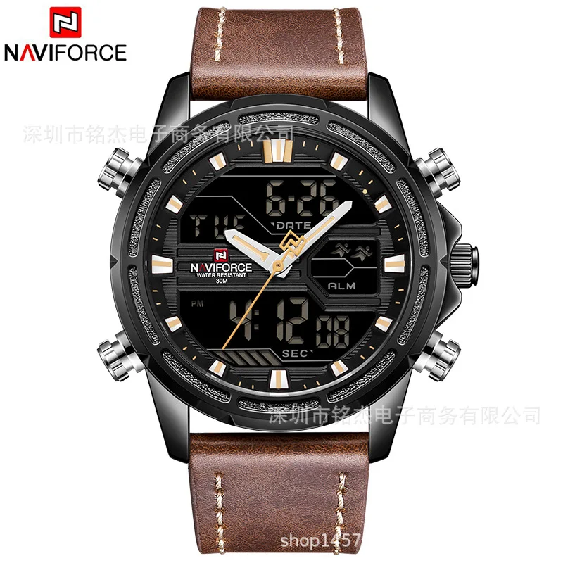 

Naviforce Xiang 9138 MEN'S Watch LED Dual Display Night Light Multi-functional Waterproof Sports Watch MEN'S Watch