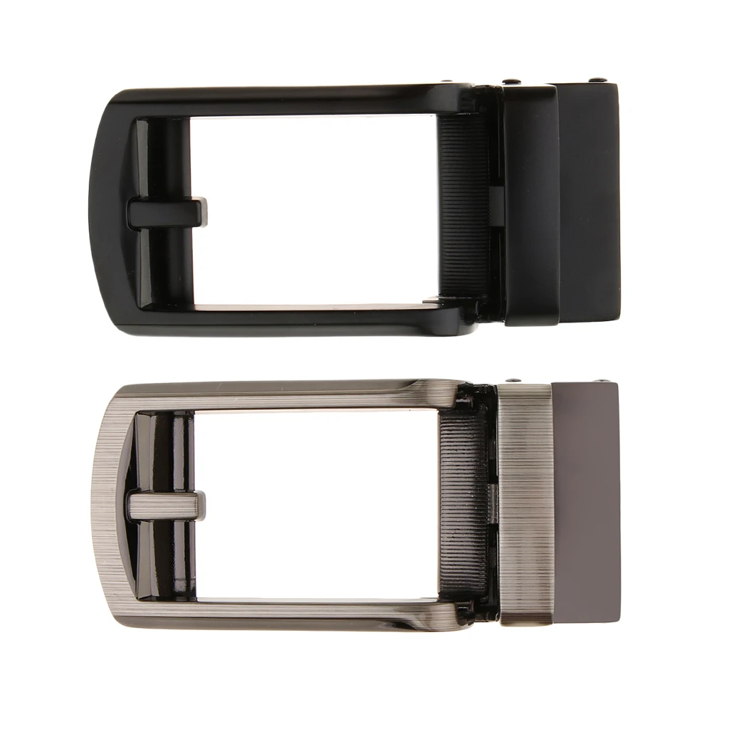 2 Pieces Ratchet Belt Buckle Only for Leather Belt Strap, Automatic Slide Click Buckle Replacement Supplies for Repair Making
