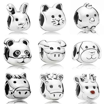 

Cute Cat Dog Pig Pooh Bear Peaceful Panda Chicken Horse Rabbit Charm Fit Bracelet 925 Sterling Silver Animal Bead Charm Jewelry