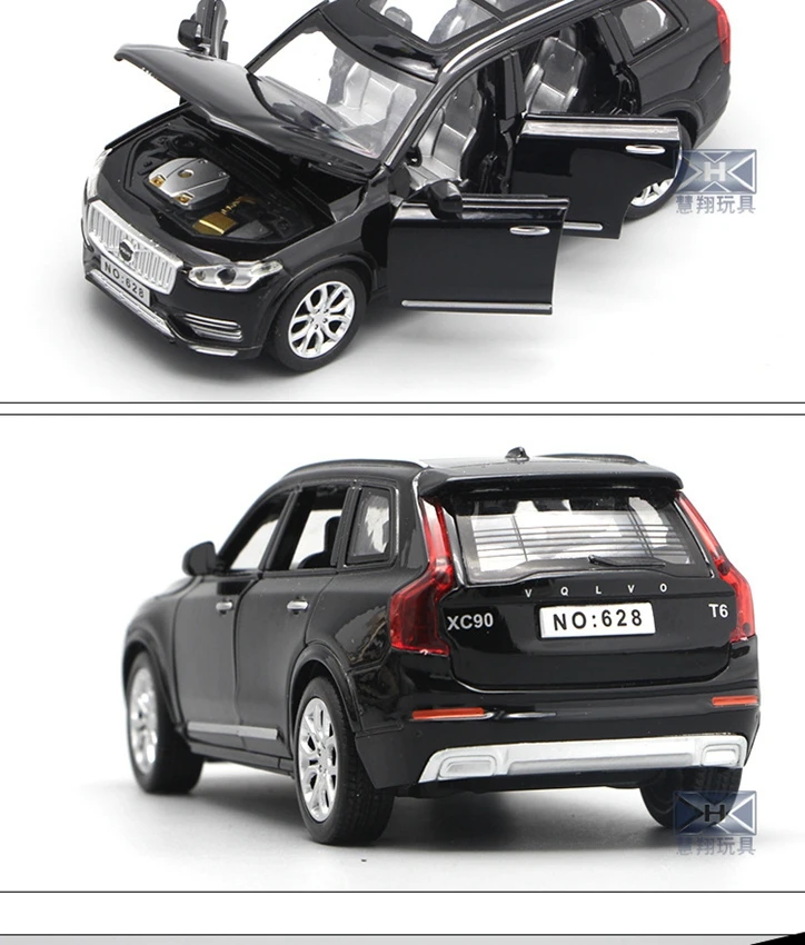 1:32 Volvo XC90, модель автомобиля из сплава, светильник, музыка, спина до 6, открытая дверь, имитационный дисплей, модель автомобиля, детские игрушки, подарок на день рождения