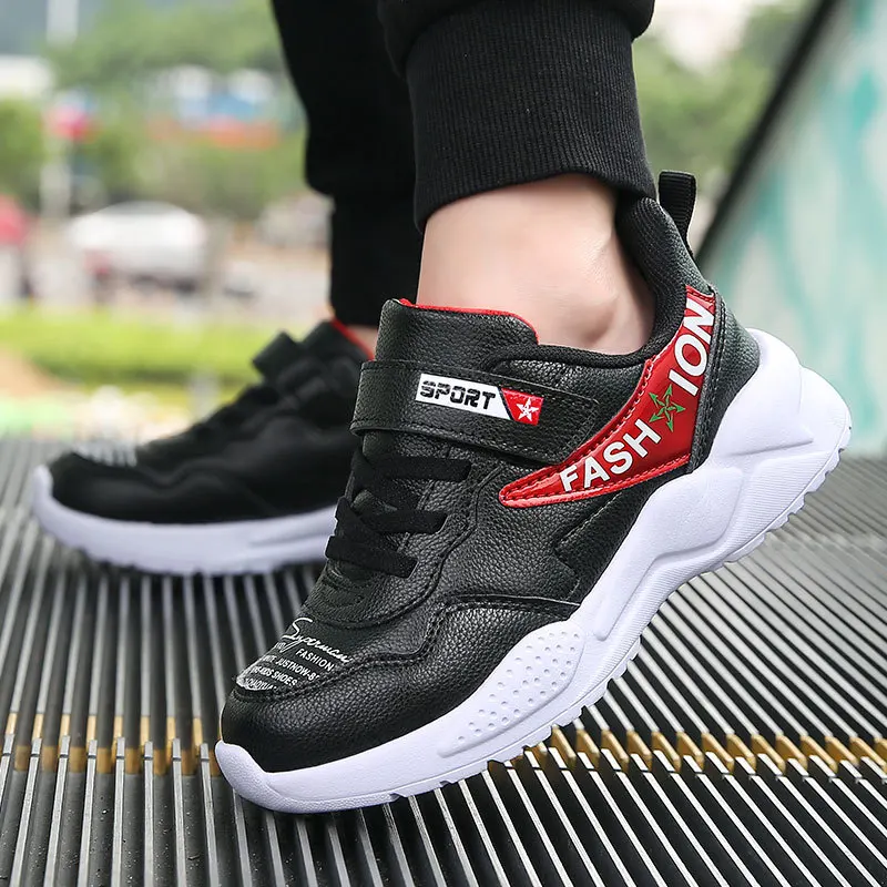 

Waterproof Leather Boy Junior High School Students Athletic Shoes Trend 2019 New Style Spring And Autumn Big Boy BOY'S Casual Sh
