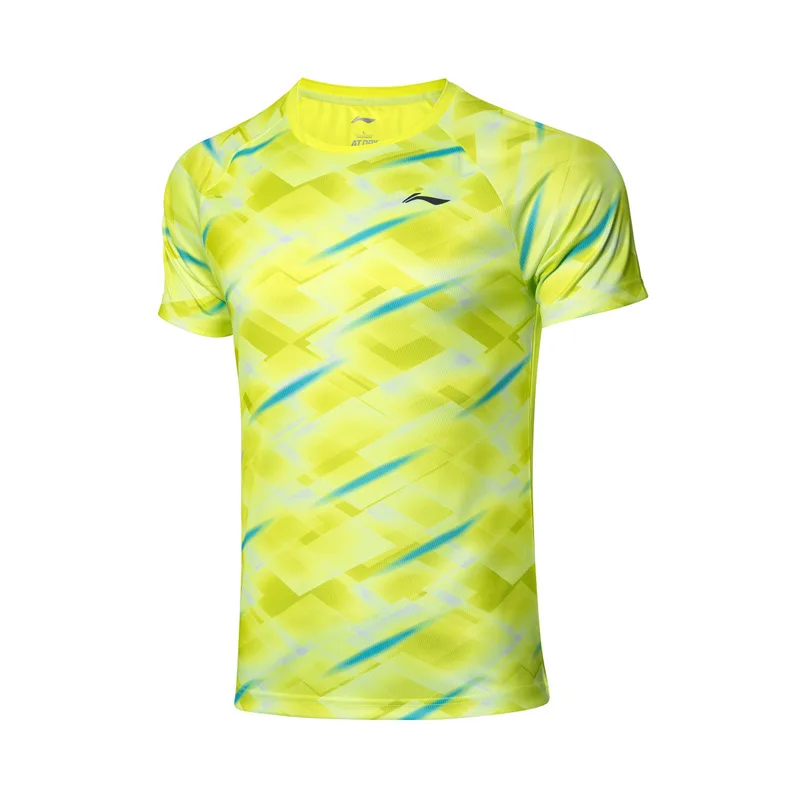 Мужские футболки для бадминтона Li Ning дышащие майки из полиэстера Спортивная