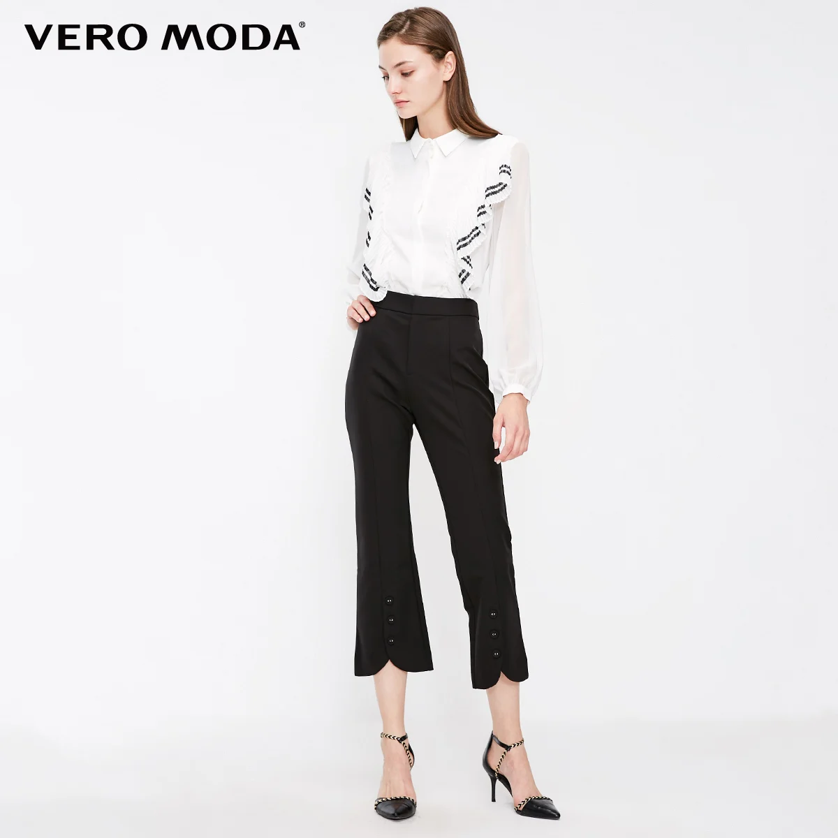 Vero Moda Новые поступления OL стиль женские разрезные манжеты средняя талия повседневные брюки капри | 31836J551