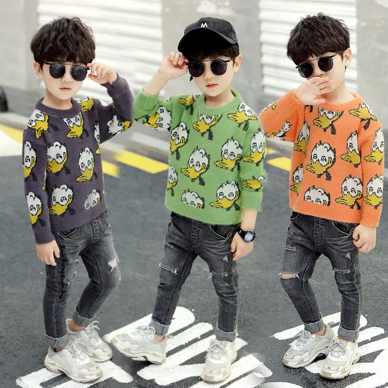 

Toddler Baby Boy Sweater Cartoon Duck Autumun Winter Kids Knit Sweaters Cute Tops Fancy Christmas Clothes Boy Cashmere Knitwear
