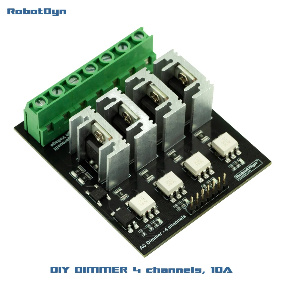 AC Light Dimmer Module, 4 Channel, 3.3V/5V logic, AC 50/60hz, 110V~400V, 10A per channel