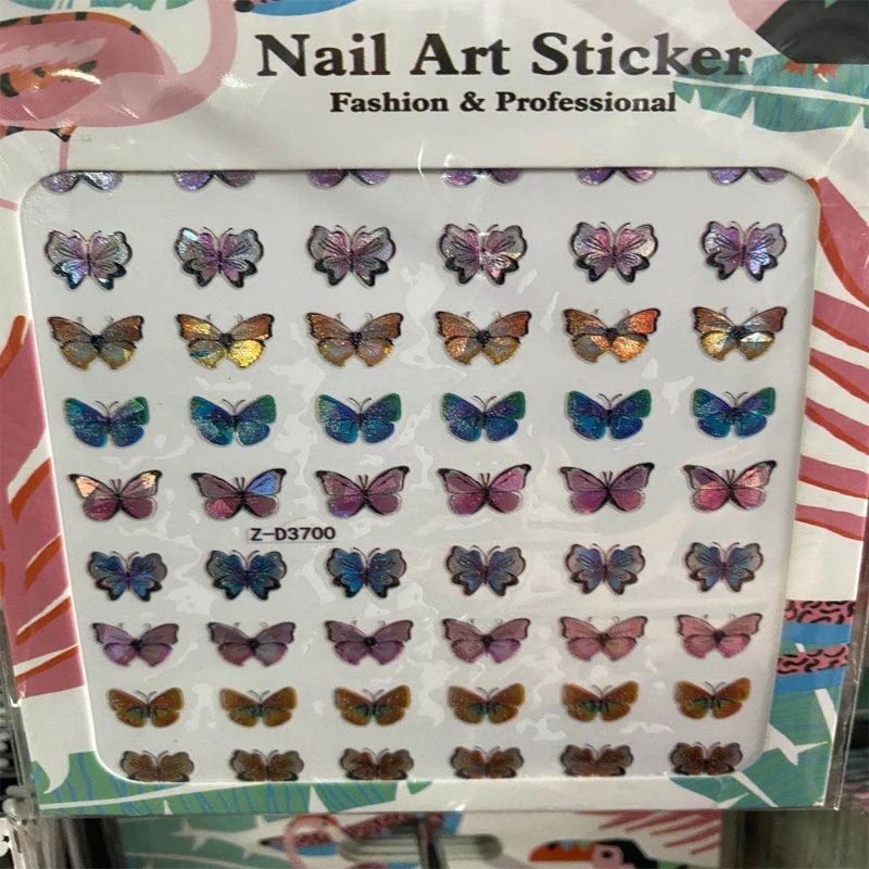 

1Pc Holo Nail Art Butterfly Nail Sticker Decal Laser Colorful Design DIY Manicure Accessories Nail Art Decorations Tips ZD3700