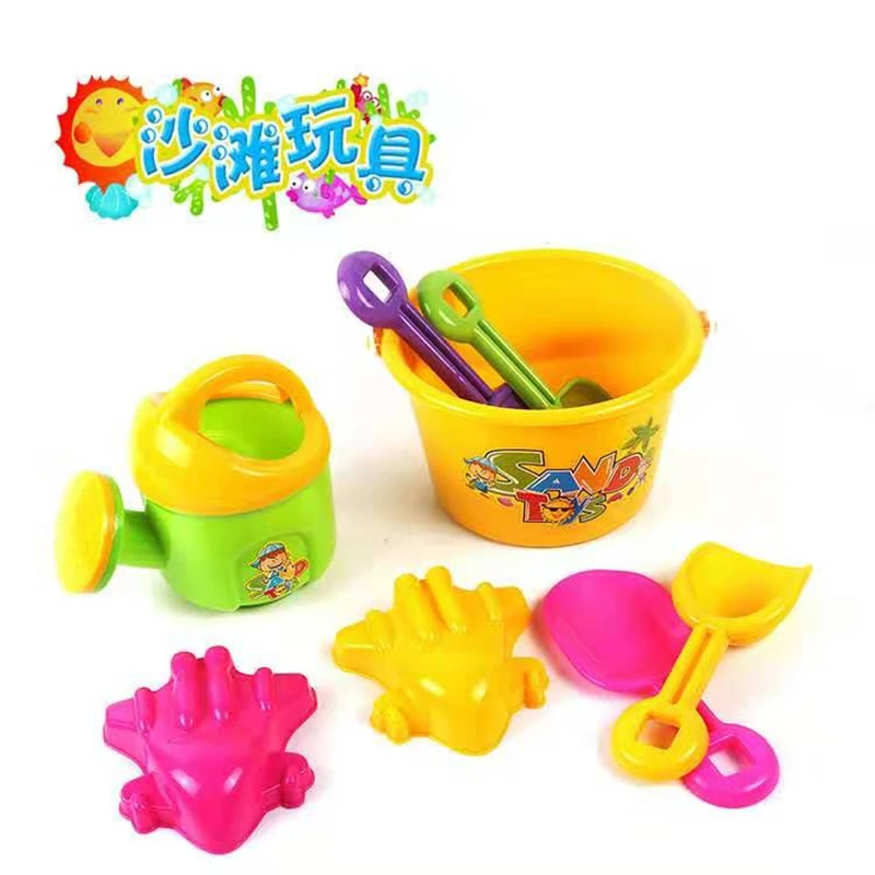 incredible  8PCS Portable Kids Classic Beach Sand Toys Watering CanBarrelShovelFrog ModelBeach Play SandWater T