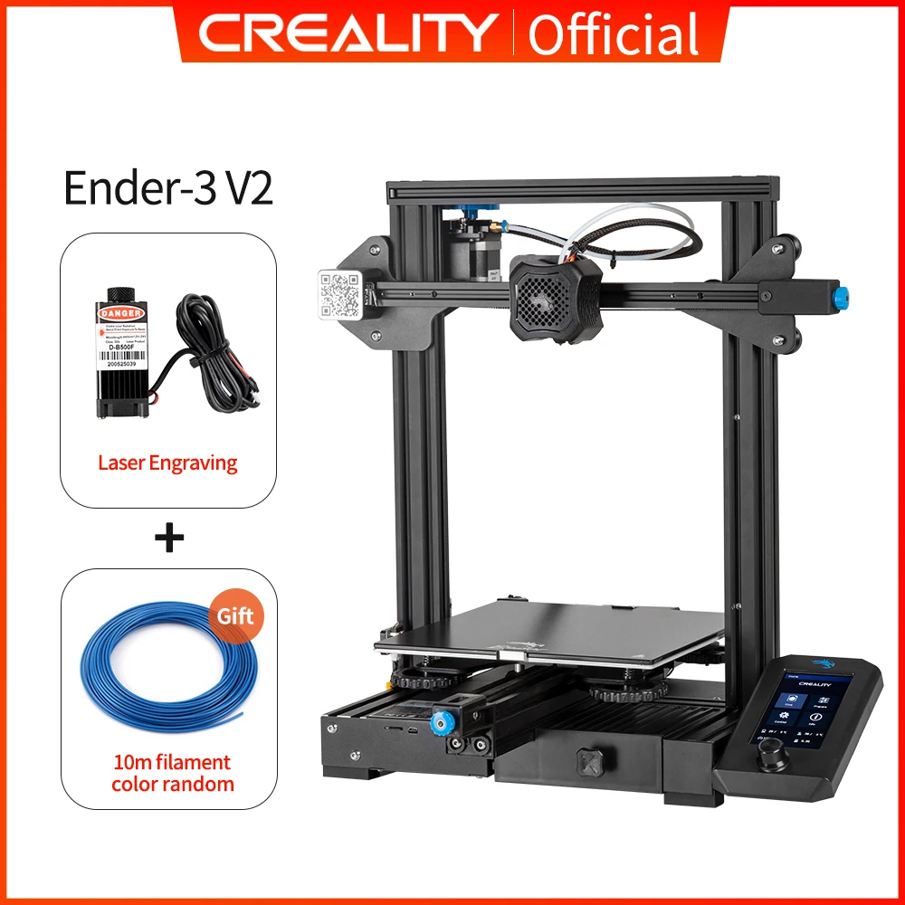 CREALITY 3D Ender-3 V2 Mainboard With Silent TMC2208 Stepper Drivers New UI&4.3 Inch Color Lcd Carborundum Glass Bed 3D Printer 