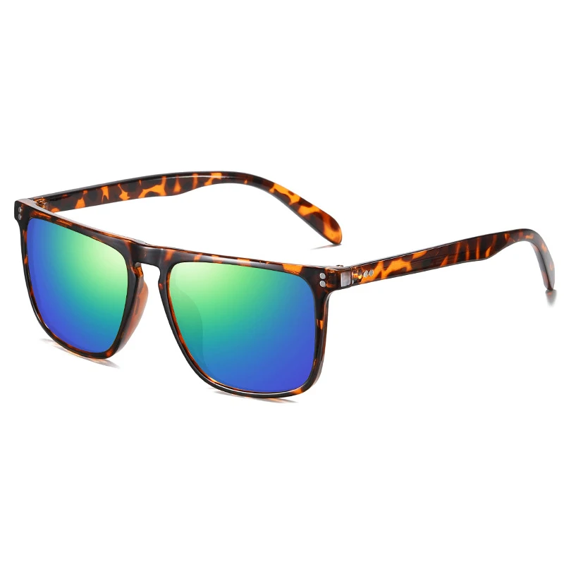 SIMPRECT, мужские поляризованные солнцезащитные очки,, Tony Stark, солнцезащитные очки, квадратные, Ретро стиль, Ретро стиль, солнцезащитные очки для мужчин, UV400, антибликовые - Цвет линз: Leopard-mirror green