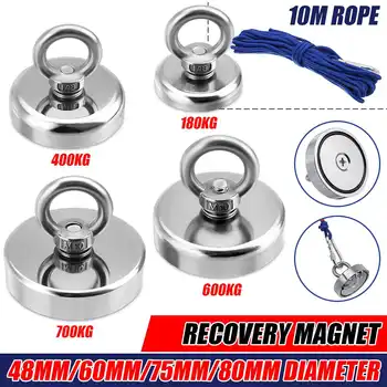 

Max 700Kg Strong Powerful Neodymium Magnet Hook Salvage Magnet River Fishing Equipments Holder Pulling Mounting Pot+10M Rope