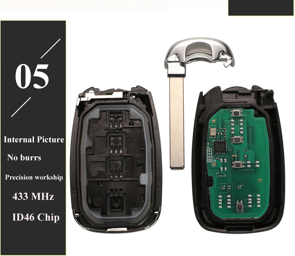 Keyforkess 4/3 1 pulsante smart chiave a distanza Fob per Chevrolet Camaro Equinozio Cruze Malibu Spark 433MHz ID46 HYQ4EA - Ha19fe09dd0b84780918aff1c0a621588y