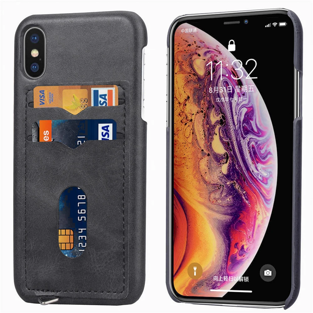 2 слойный кожаный чехол для телефона с отделением кредитных карт iphone XS XR MAX 6s 7 8 Plus