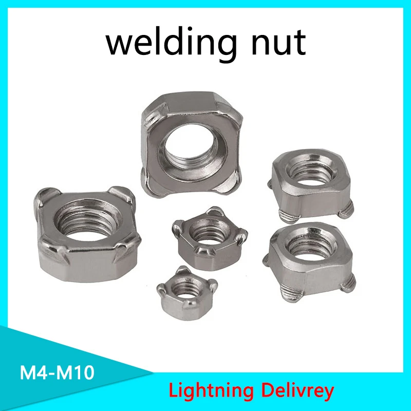 20 Pcs M8 304 Stainless Steel Square Weld Nuts