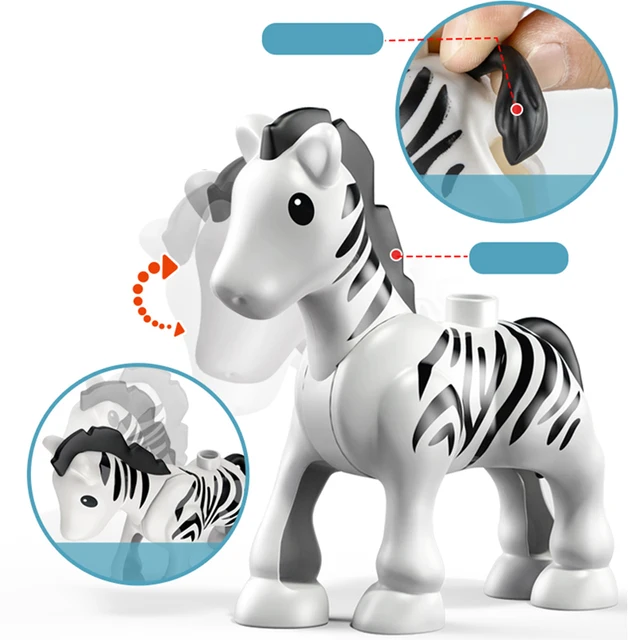 75 Styles Big Size Building Blocks Animal Accessories Figures Block Lion Panda DIY Bricks Assembly Toys For Children Kids Gifts 3