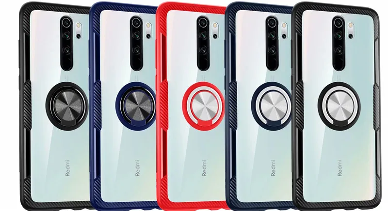 Для Xiaomi Redmi Note 8 Pro Чехол, роскошное магнитное кольцо, автомобильный держатель, чехол-подставка s для Redmi Note8, прозрачная стеклянная задняя крышка