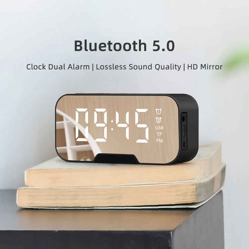 Беспроводной Bluetooth динамик Q5 5 0 Настольный будильник зеркальный измеритель