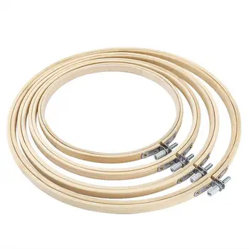 

4 Pieces Round Embroidery Hoop Set Bamboo Circle Cross Stitch Hoop Ring For art Craft