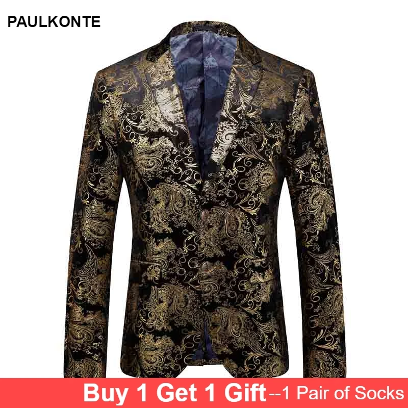 PAULKONTE 2019 New Yellow Embroidery Mostly Male Jacket For Men Fashion High Quality Slim Fit Male Blazer Classic Men's Jacket PAULKONTE 2019 New Yellow Embroidery Mostly Male Jacket For Men Fashion High Quality Slim Fit Male Blazer Classic Men's Jacket