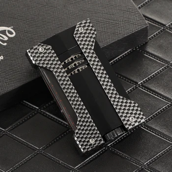 

GALINER Luxury Carbon Fiber Cigar Lighter Windproof 1 Jet Torch Smoking Lighters Butane Gas Pocket Fire Starter With Gift Box