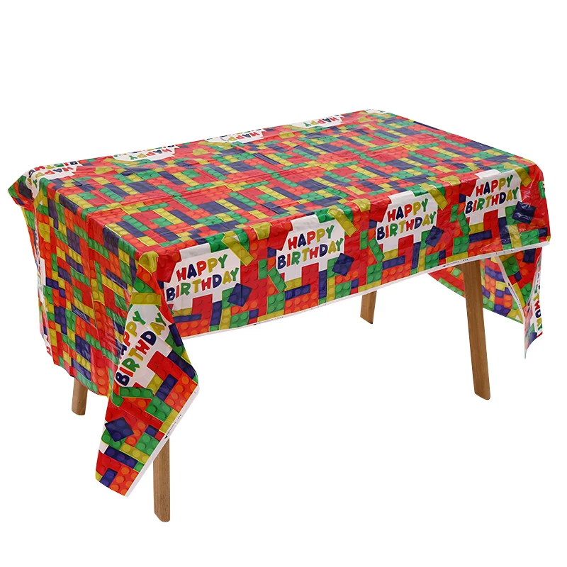 Legoing Blocks Disposable Tablecloth Lego Theme Party Decorations Paper Cups/Plate/Napkins/Banner Kids Birthday Party Decor