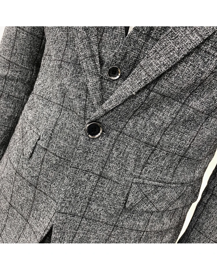 Костюм жилет брюки комплект из 3 предметов/ модная новинка мужской повседневный бутик деловой клетчатый костюм блейзеры куртка пальто брюки жилет