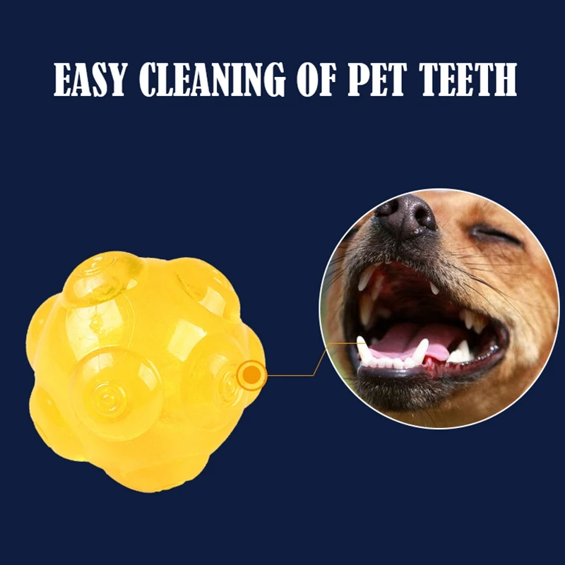 Pet TPR прочный Bite шлифовальный звук игрушка мяч-желтый