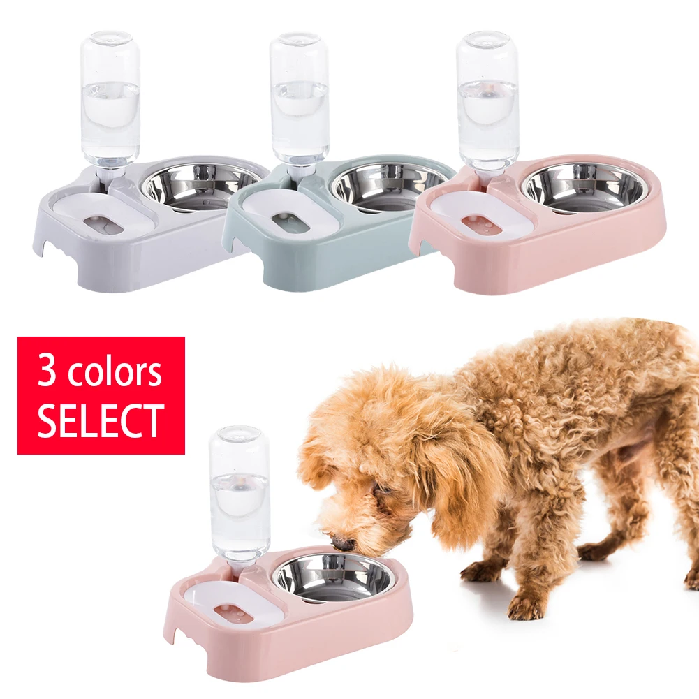 

Pet Bowl Automatic Feeder Dog Cat Food Bowl With Water Dispenser Stainless Steel Bowl Multi functional Drinking Dish Bowls