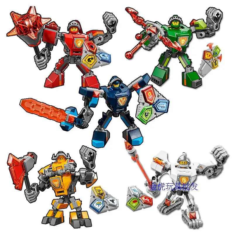 Новый Nexus Knights 10587 Macy Aaron AXL Lance Clay 70364 70365 70363 Строительные блоки Набор Детские