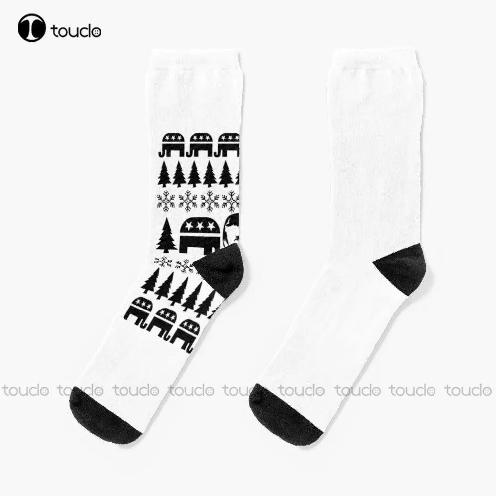 

Gop Donald Christmas Sweater Socks Blue Socks Christmas Gift Unisex Adult Teen Youth Socks Custom 360° Digital Print Women Men