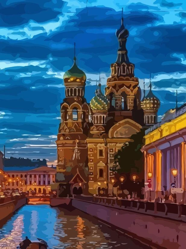 SZHC986 HUACAN картины по номерам городской пейзаж расписанные вручную наборы для рисования на холсте раскраска картина маслом церковь украшение дома - Цвет: SZHC986
