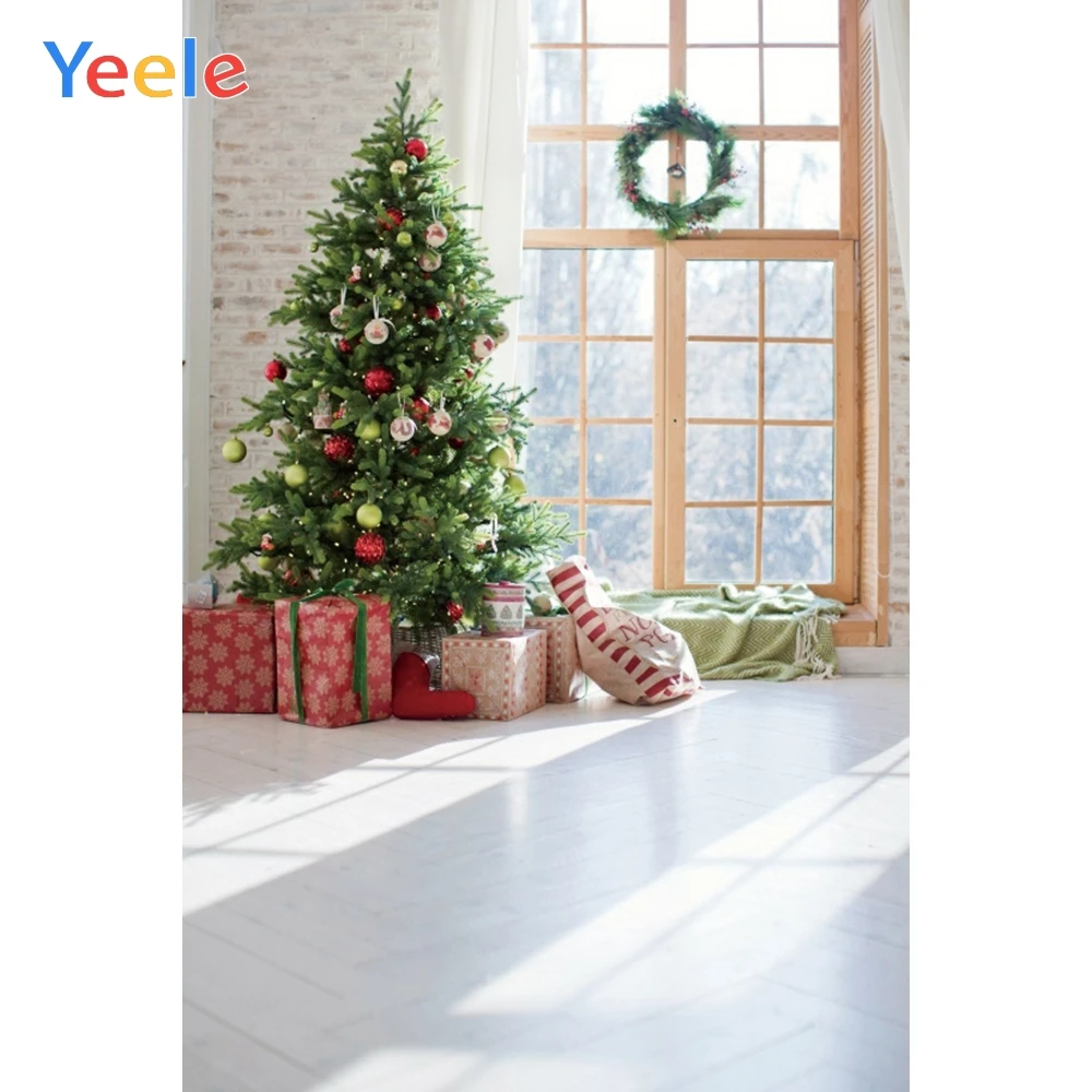 

Yeele Window Christmas Tree Gifts Photocall New Year Photography Backgrounds Customized Photographic Backdrops for Photo Studio