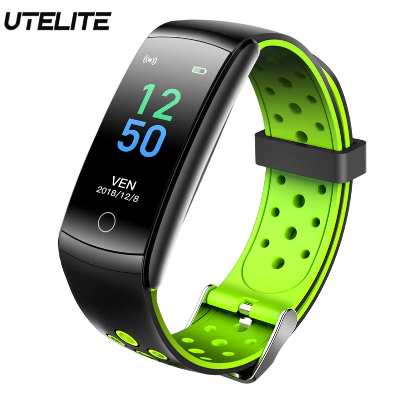 Skup UTELITE Q8 inteligentny bransoletka mężczyzna kobiet Monitor pracy serca wodoodporna inteligentny zespół inteligentny zegarek fitness Smart watch dla Xiaomi Huawei telefonu Apple