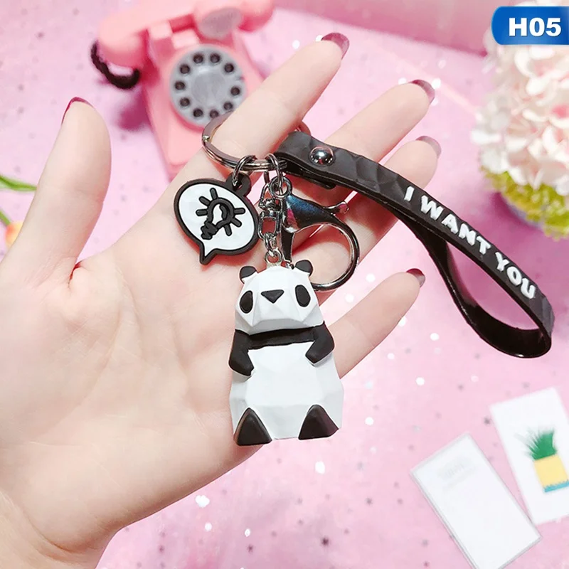 KEY4844H05 Модный брелок с милой пандой и собачкой, брелок для ключей, модная веревка из полиуретана, креативная Автомобильная сумка, брелок для ключей, подарочный - Цвет: KEY4844H05