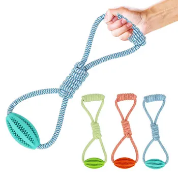 

Pet Dog Rope Chewing Toy Pets Playing Cotton Knot Rope Teeth Cleaning Toys with Food Leakage Ball