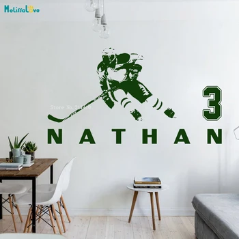 

Custom Name and Number Big Letters Hockey Wall Decals Vinyl Sticker Home Decor Interior Art Design Murals Self-adhesive YT1272