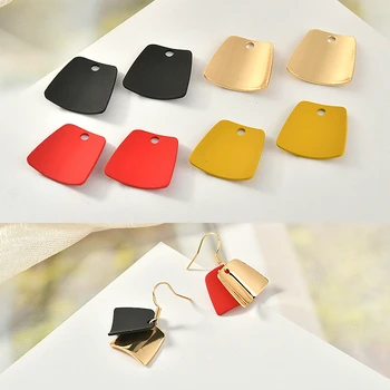 

Retro simple square curled rubber paint texture alloy pendant DIY Earrings accessories