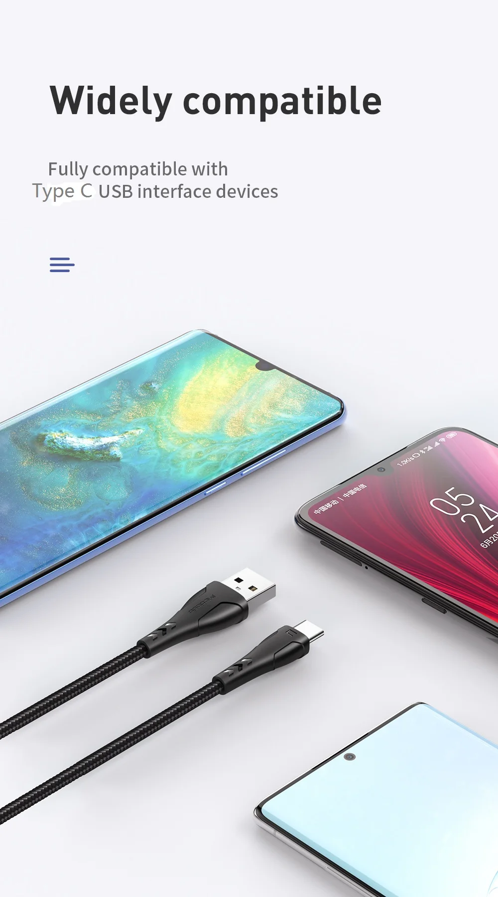 Mcdodo usb type-C кабель для samsung S10 S9 8 Quick Charge 3,0 кабель USB C Быстрая зарядка для huawei P30 Xiaomi USB-C провод зарядного устройства