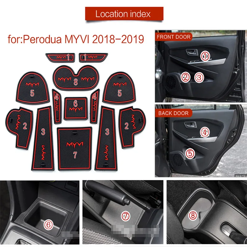Для Perodua Myvi MYVI автомобильные ворота шлифовальные маты нескользящий коврик Внутренняя дверь Упаковка блока промокательной почтовой бумаги 13 шт