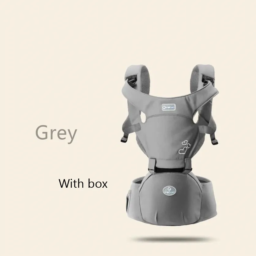 Grey with box AIEBAO Baby Carrier детский Хипсит слинг эргономичный передний облицовочный кенгуру Слинги для младенцев для путешествий 0-36 месяцев - Цвет: Grey with box