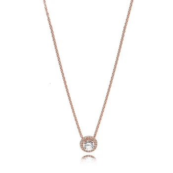 

100% 925 sterling silver 1:1 authentic classic 386240cz classic pink glamour elegant vintage woman necklace jewelry