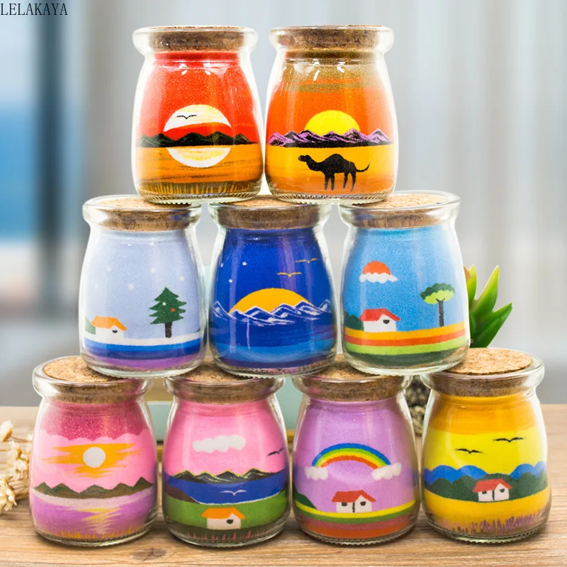 7.5*5.5CM Creative Handmade Colored Sand Bottle Painting Educational Toys DIY Home Decor Best Birthday Gift for Boys and Girls
