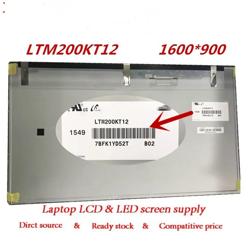 100% Новый оригинальный LTM200KT10 LTM200KT12 новый 20 0 дюймов 1600x900 LVDS 30pin 72% NTSC 250 cd/м² 60 Гц 1000:1
