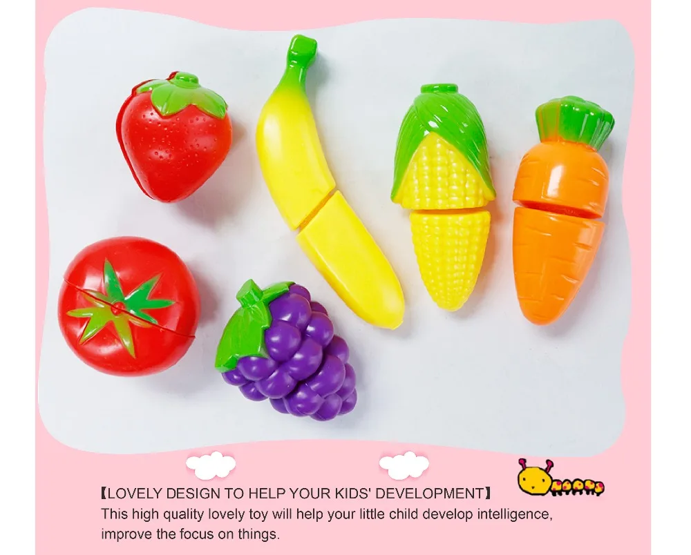 parent-child interaction Wooden Kitchen Set Cut Vegetables Fruits Cooking Kitchen Toys for Kids Magnetic Cutting Food Role Play