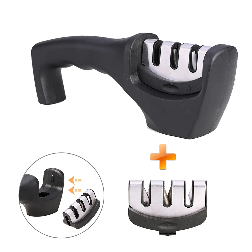 knife sharpener Set Anpro профессиональная трехступенчатая точилка для ножей Вольфрамовая сталь+ керамический многофункциональный домашний кухонный инструмент для быстрой заточки - Цвет: knife sharpener Set