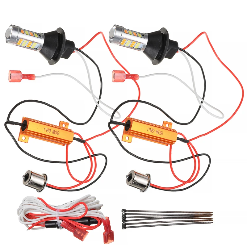 Универсальный 2 шт./компл. 1156 P21W S25 BA15S 42LED горки Белый DRL желтый сигнал поворота