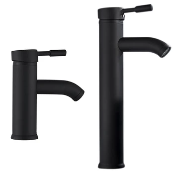 

Modern Stainless Steel Paint Faucet Bathroom Basin Faucet Blacked Hot Cold Mixer Tap Single Hole Short