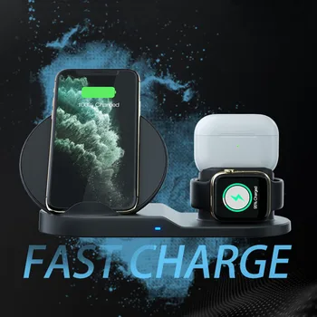 

Fast QI Wireless Charger for iPhone Apple Watch iWatch 1 2 3 4 Airpods PRO Wireless Charger Stand Holder Dock Station 3 IN 1